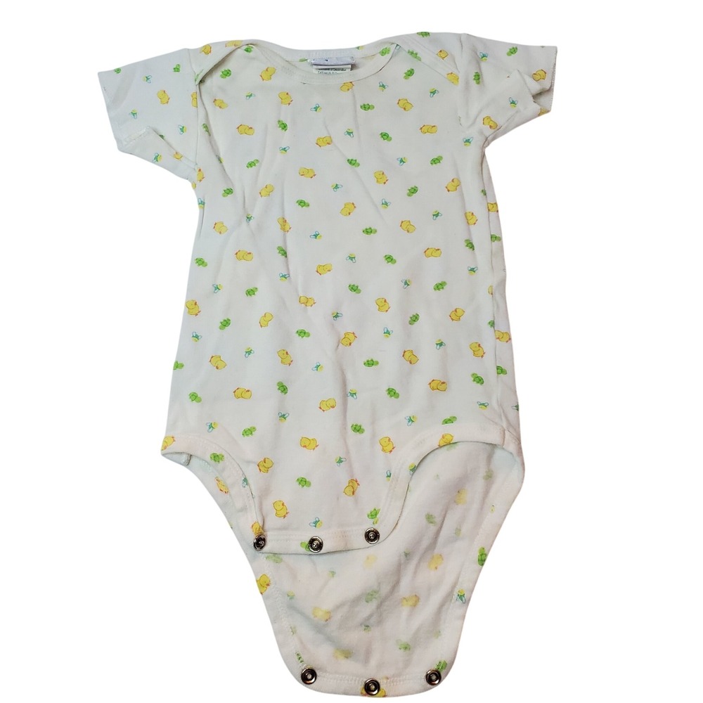 Tykes Carter's Baby vintage White Duck Turtle Bee Short Sleeve Bodysuit 3-6M